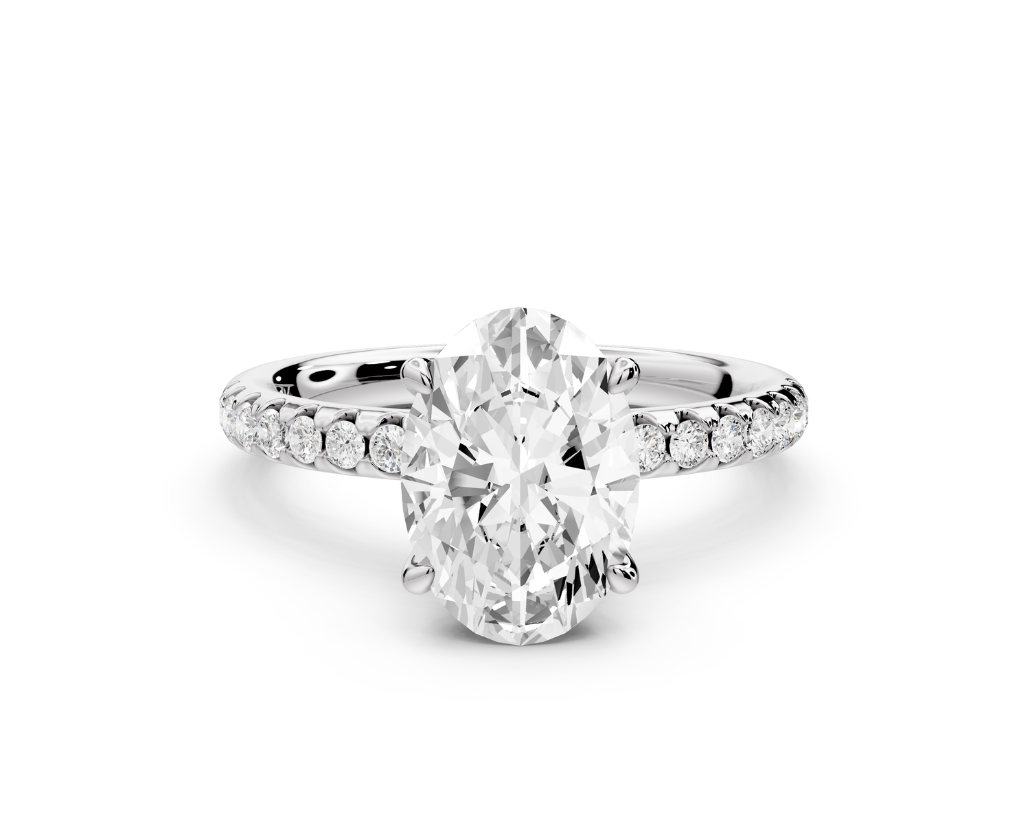 Arina - 2ct 14k white gold oval Diamond with a wrap around halo and pavé Engagement ring