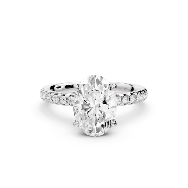 Arina - 2ct 14k white gold oval Diamond with a wrap around halo and pavé Engagement ring