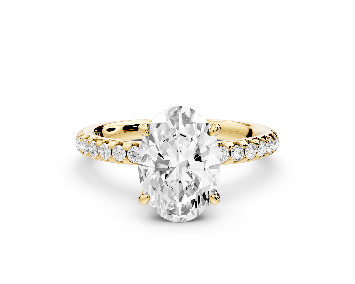 Arina - 2ct 14k yellow gold oval Diamond with a wrap around halo and pavé Engagement ring