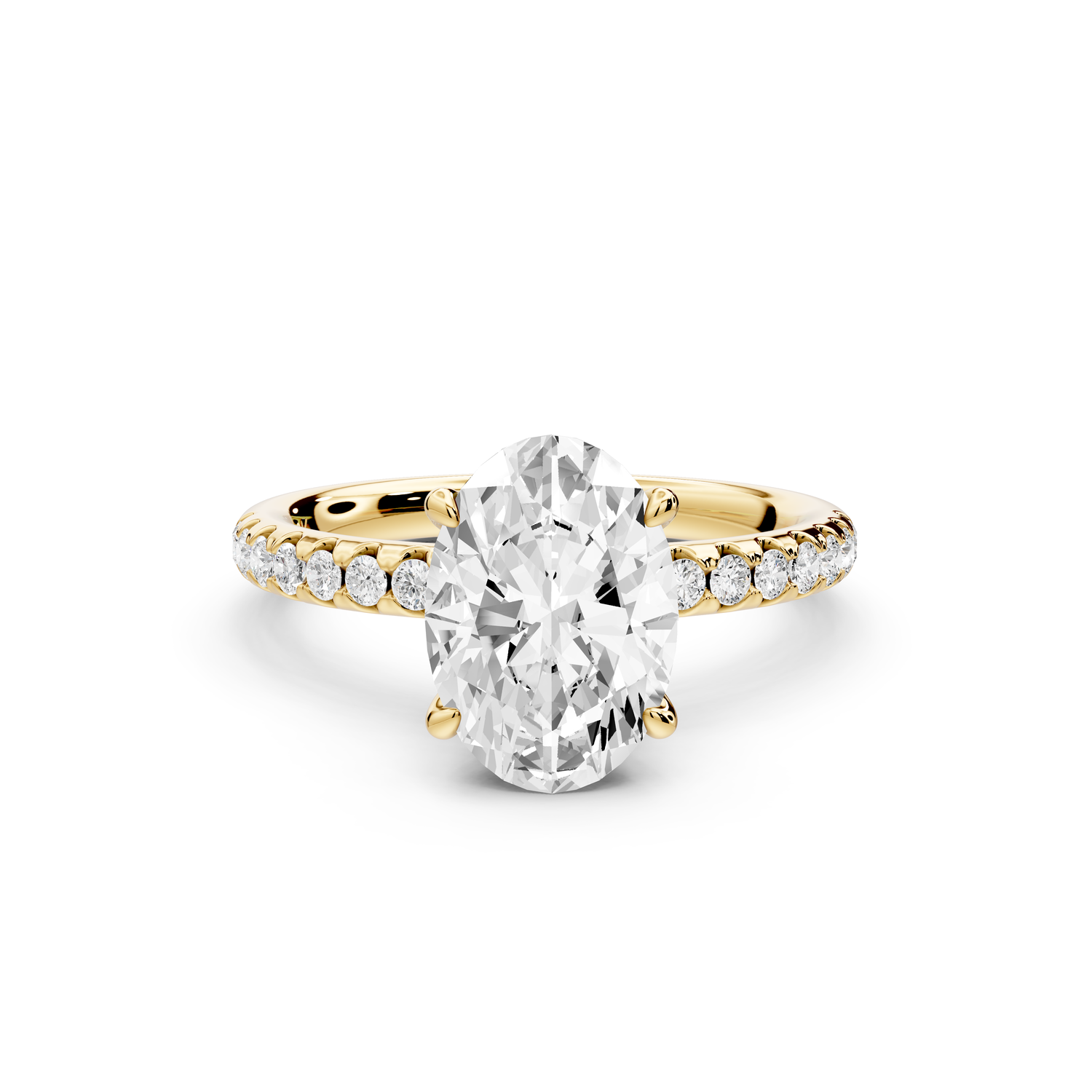 Arina - 2ct 14k yellow gold oval Diamond with a wrap around halo and pavé Engagement ring