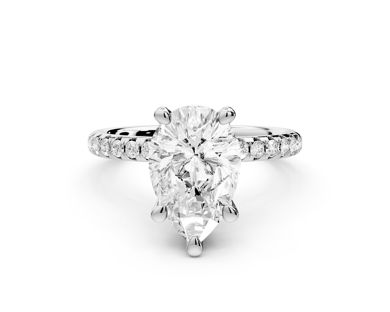 Arina - 2ct 14k white gold pear Diamond with a wrap around halo and pavé Engagement ring