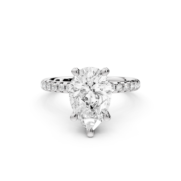 Arina - 2ct 14k white gold pear Diamond with a wrap around halo and pavé Engagement ring