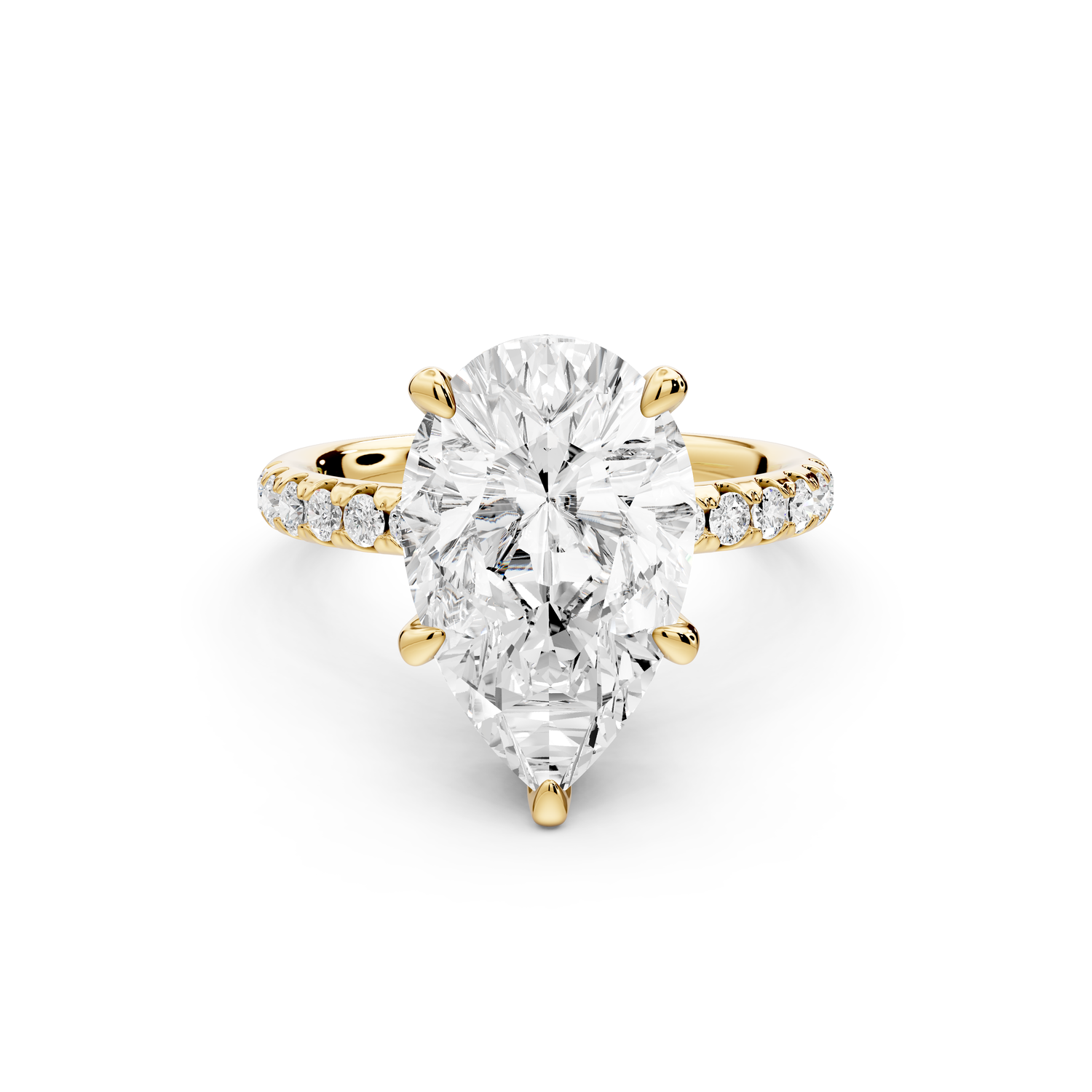 Arina - 3ct 14k yellow gold pear Diamond with a wrap around halo and pavé Engagement ring