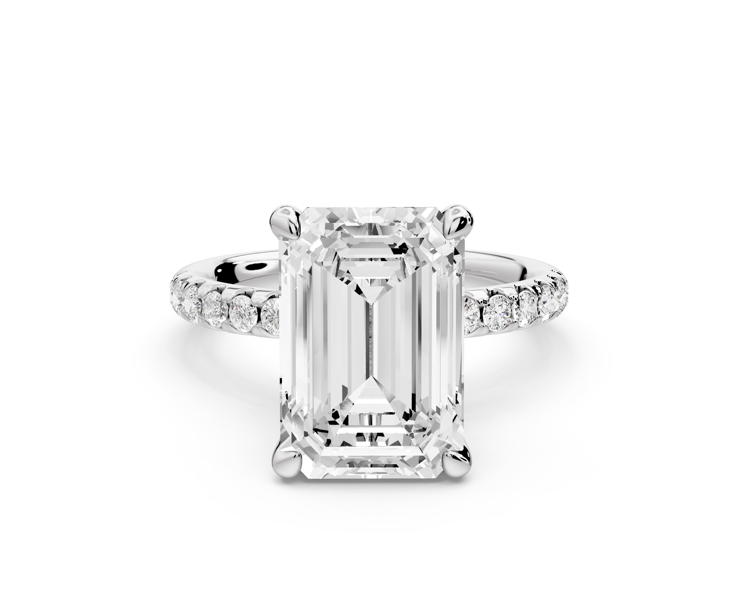 Arina - 4ct 14k white gold emerald Diamond with a wrap around halo and pavé Engagement ring
