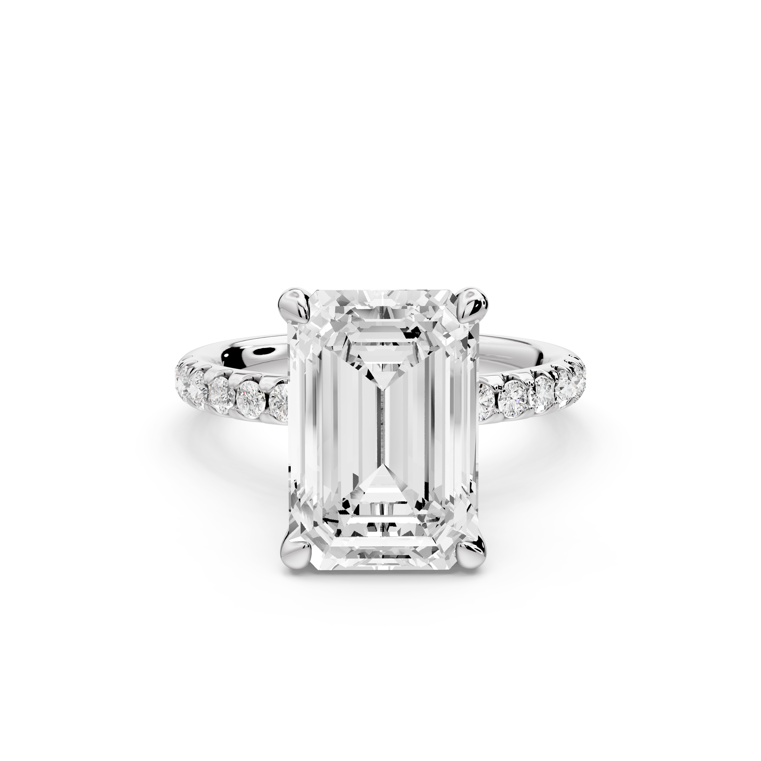Arina - 4ct 14k white gold emerald Diamond with a wrap around halo and pavé Engagement ring