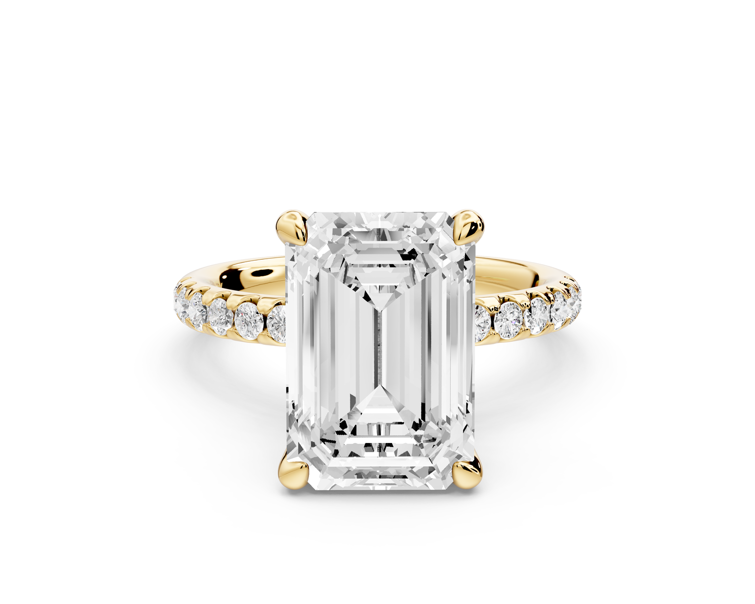 Arina - 4ct 14k yellow gold emerald Diamond with a wrap around halo and pavé Engagement ring