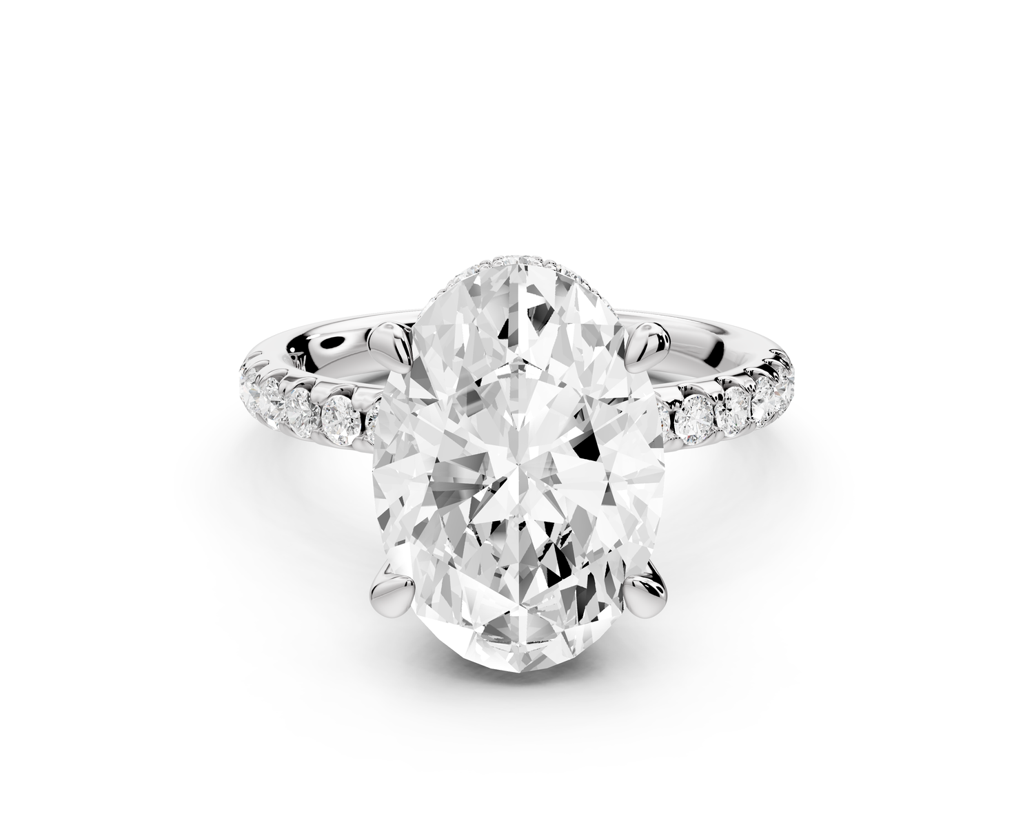 Arina - 4ct 14k white gold oval Diamond with a wrap around halo and pavé Engagement ring