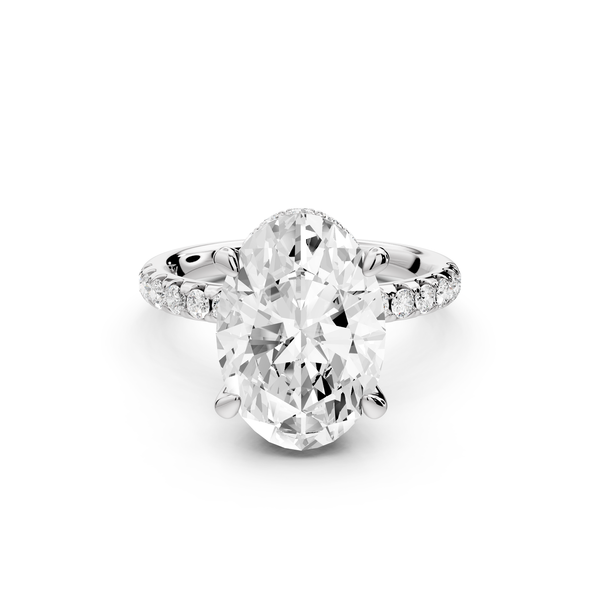 Arina - 4ct 14k white gold oval Diamond with a wrap around halo and pavé Engagement ring