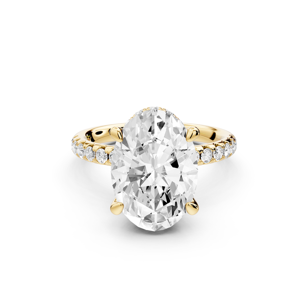 Arina - 4ct 14k yellow gold oval Diamond with a wrap around halo and pavé Engagement ring