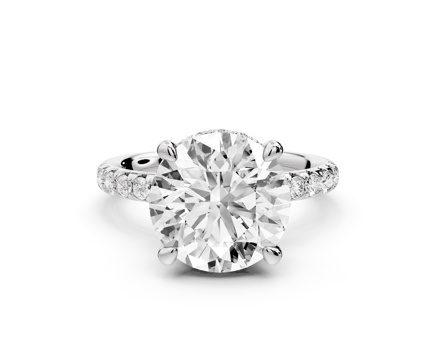 Arina - 4ct 14k white gold round Diamond with a wrap around halo and Pavé engagment ring