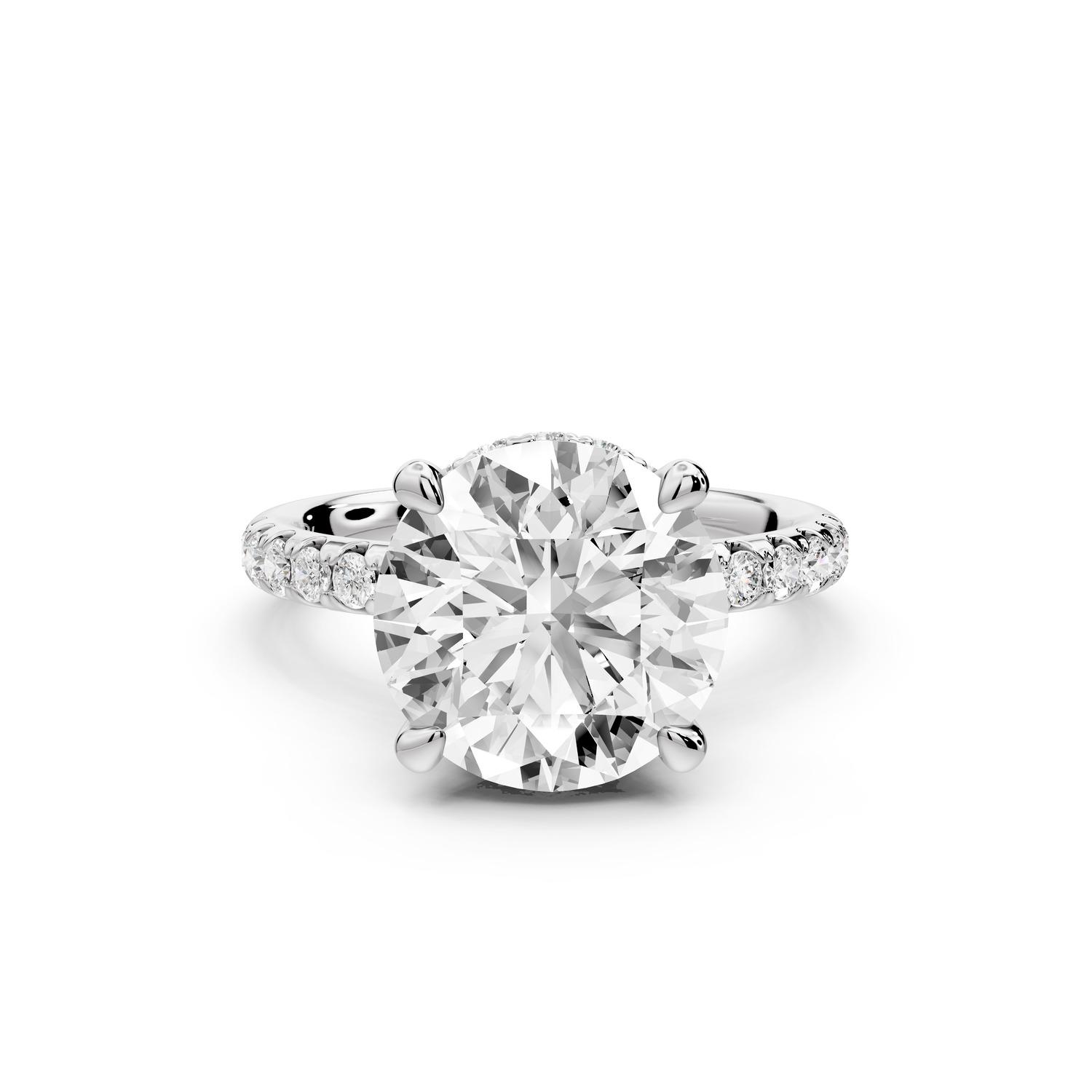 Arina - 4ct 14k white gold round Diamond with a wrap around halo and Pavé engagment ring