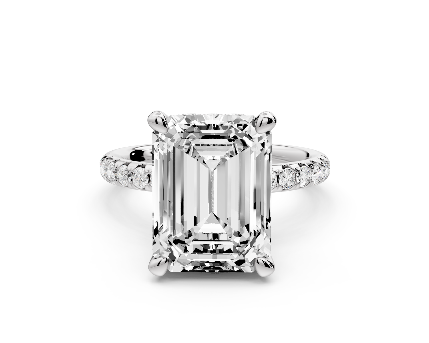 Arina - 5ct 14k white gold emerald Diamond with a wrap around halo and pavé Engagement ring