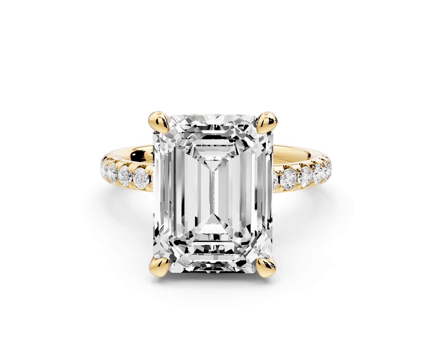 Arina - 5ct 14k yellow gold emerald Diamond with a wrap around halo and pavé Engagement ring