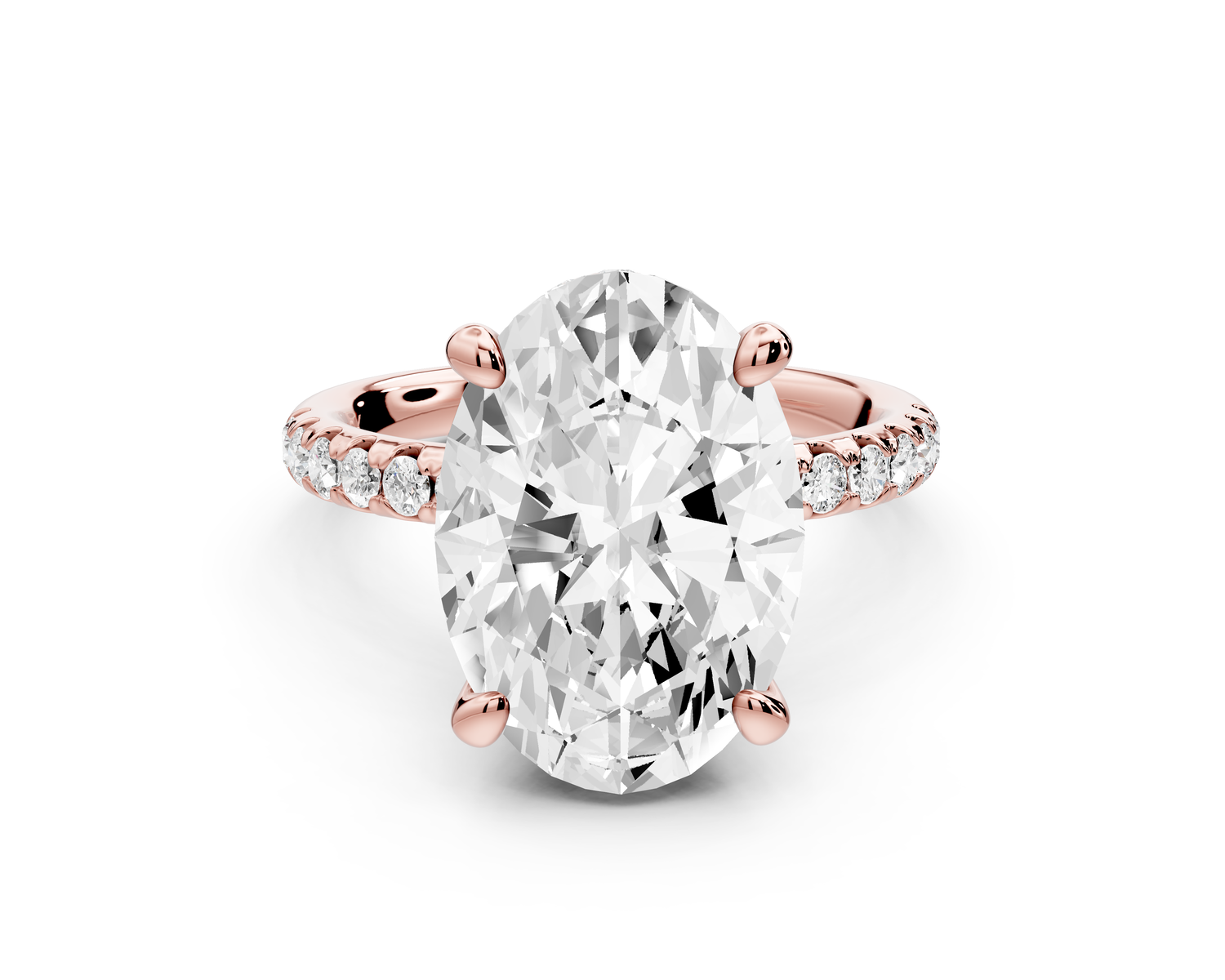 Arina - 5ct 14k rose gold oval Diamond with a wrap around halo and pavé Engagement ring