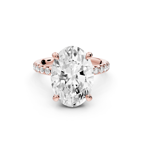 Arina - 5ct 14k rose gold oval Diamond with a wrap around halo and pavé Engagement ring