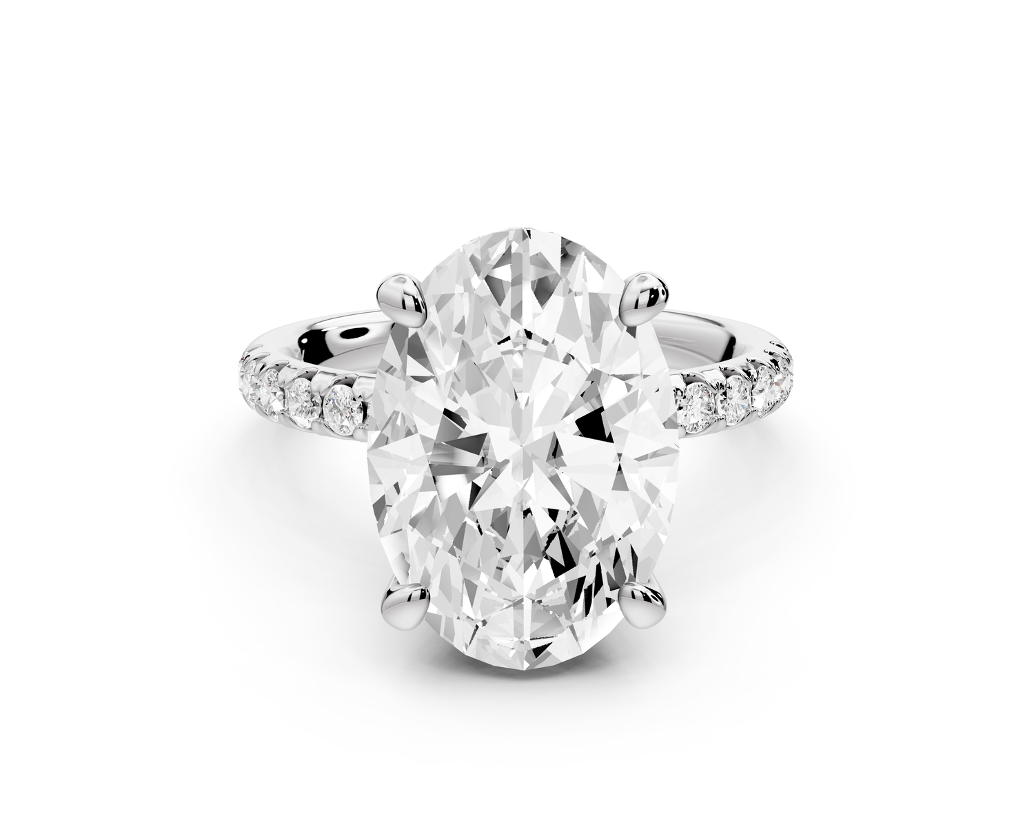 Arina - 5ct 14k white gold oval Diamond with a wrap around halo and pavé Engagement ring