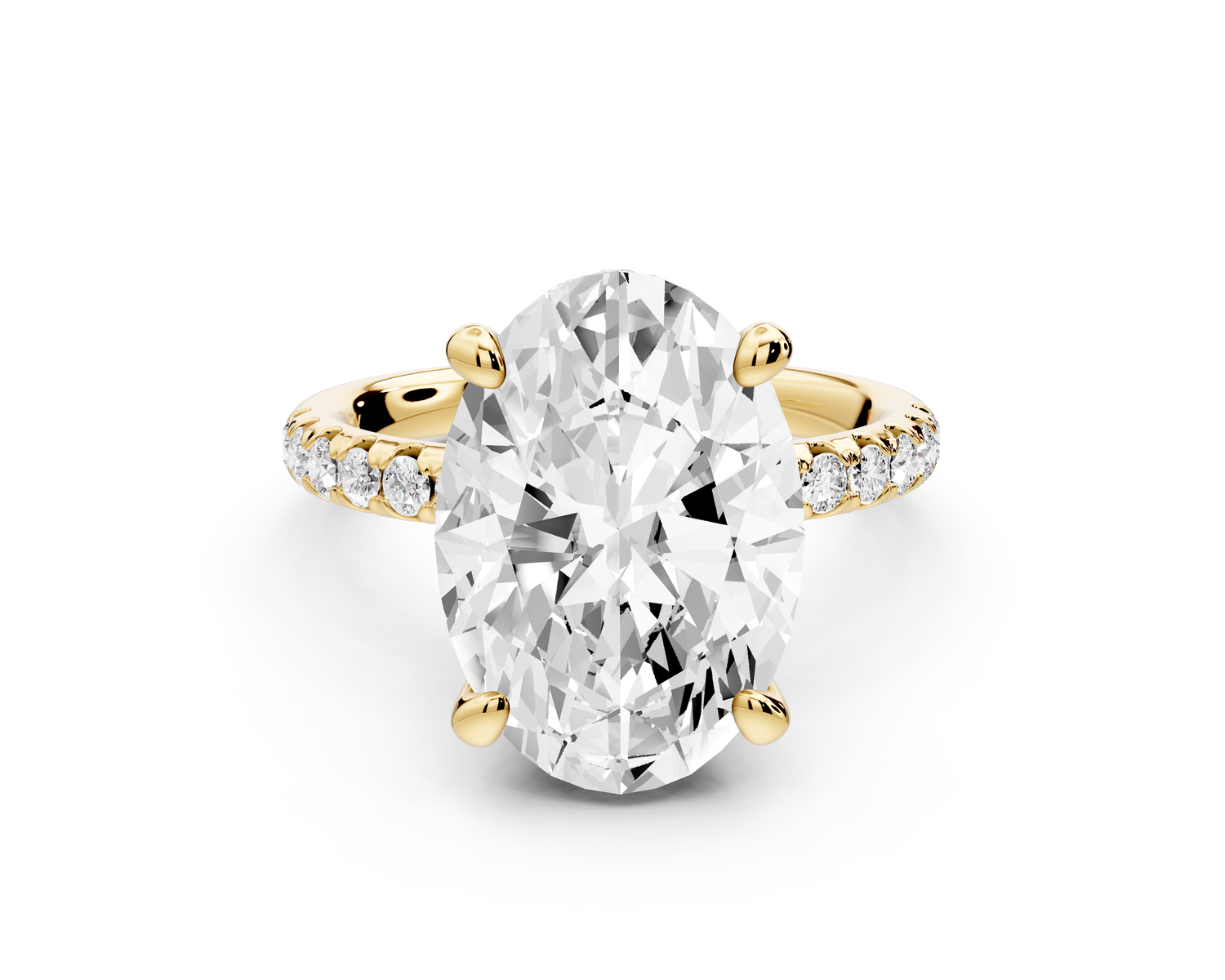 Arina - 5ct 14k yellow gold oval Diamond with a wrap around halo and pavé Engagement ring