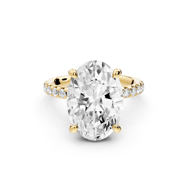 Arina - 5ct 14k yellow gold oval Diamond with a wrap around halo and pavé Engagement ring