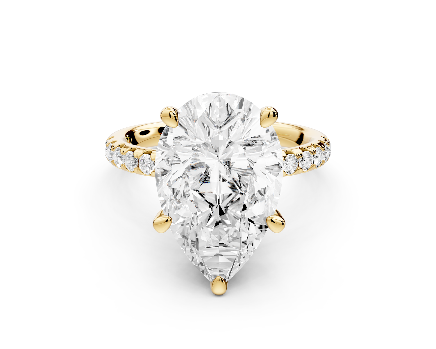 Arina - 5ct 14k yellow gold pear Diamond with a wrap around halo and pavé Engagement ring