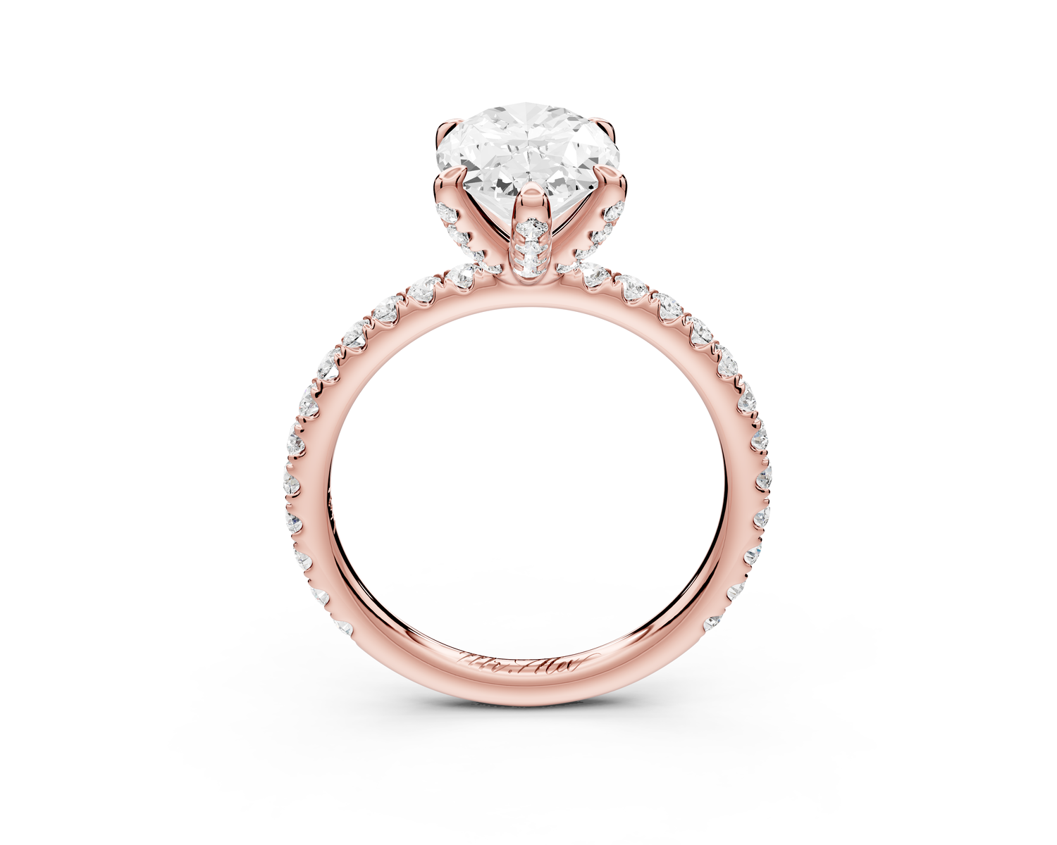 Elise - 2ct 14k rose gold oval diamond 6-Talon Prong Diamond Crown with Pavé Engagement Ring