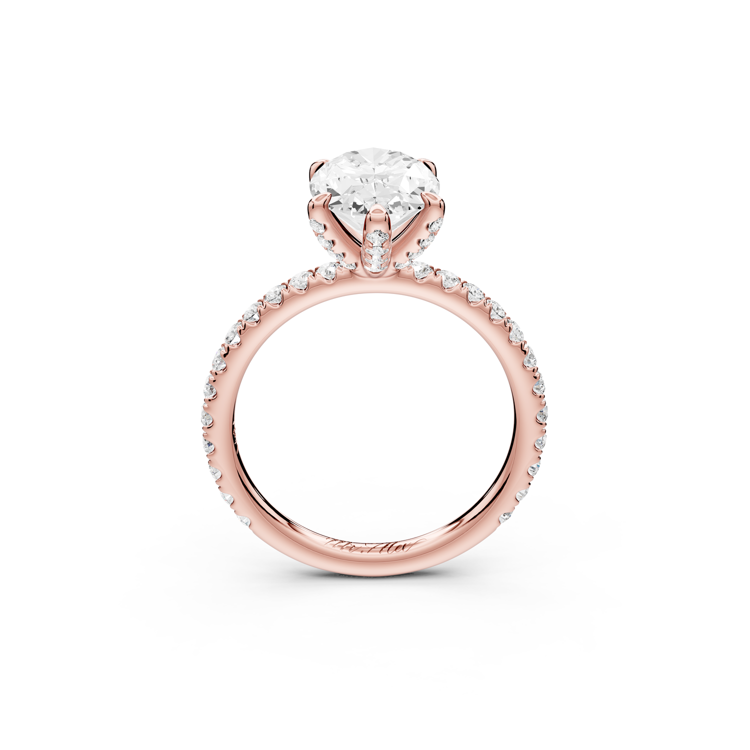 Elise - 2ct 14k rose gold oval diamond 6-Talon Prong Diamond Crown with Pavé Engagement Ring
