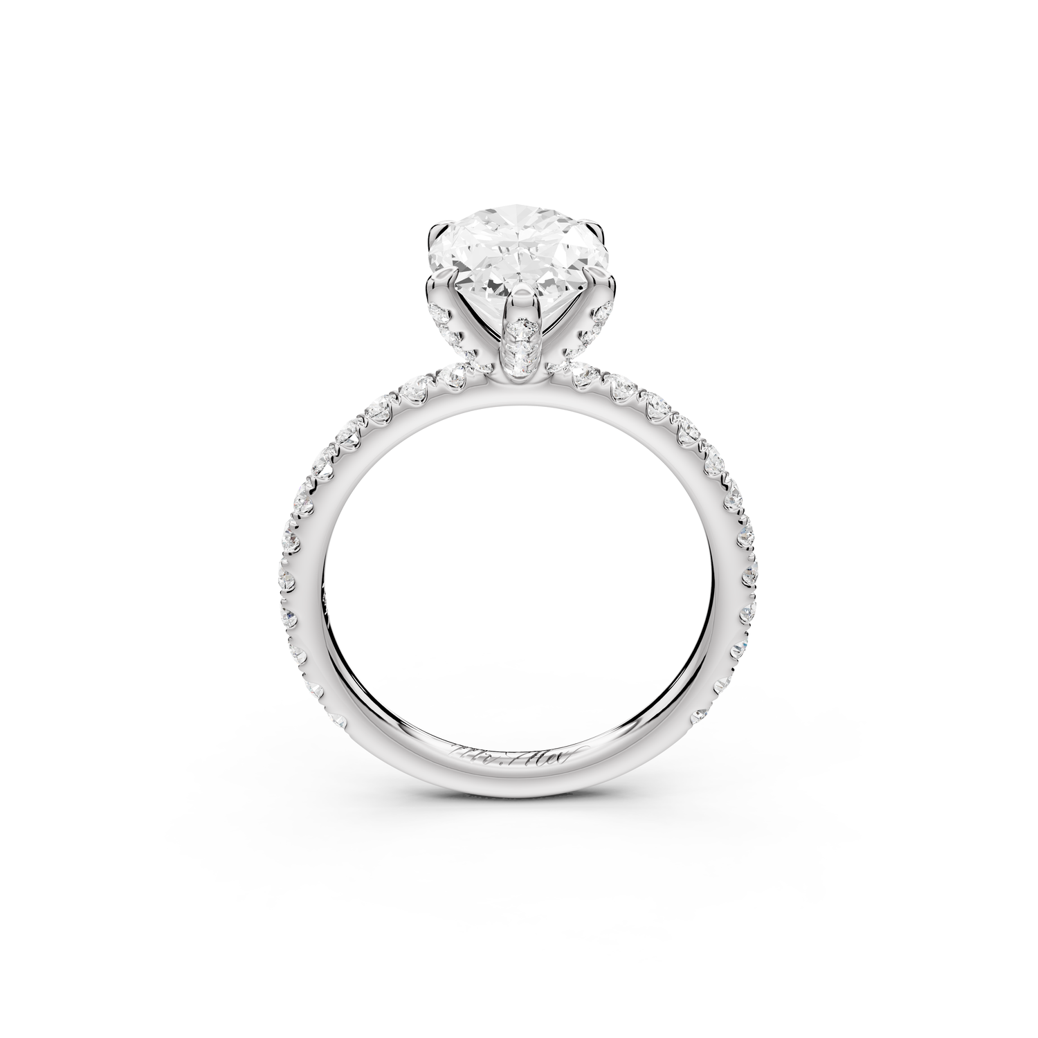Elise - 2ct 14k white gold oval diamond 6-Talon Prong Diamond Crown with Pavé Engagement Ring