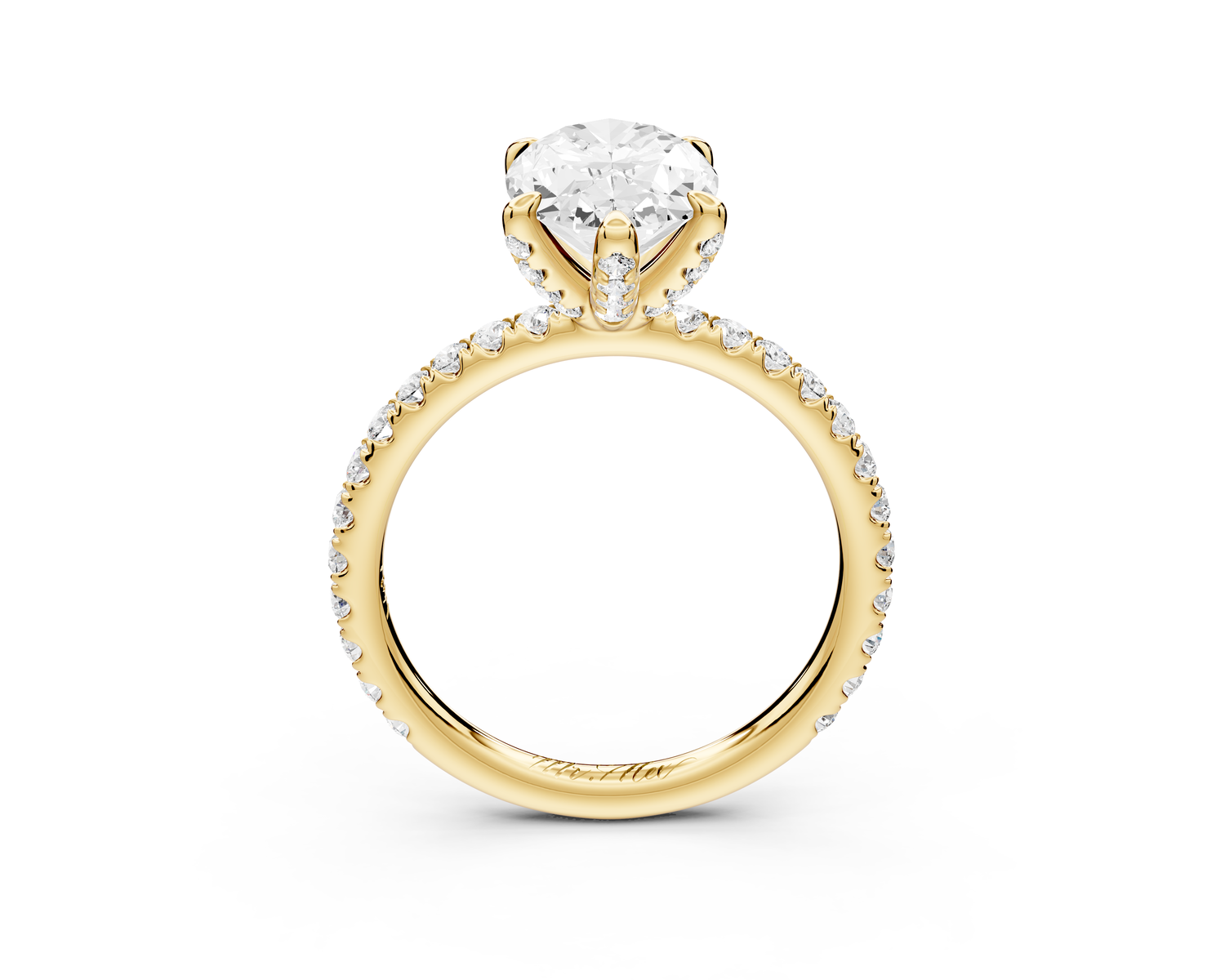 Elise - 2ct 14k yellow gold oval diamond 6-Talon Prong Diamond Crown with Pavé Engagement Ring
