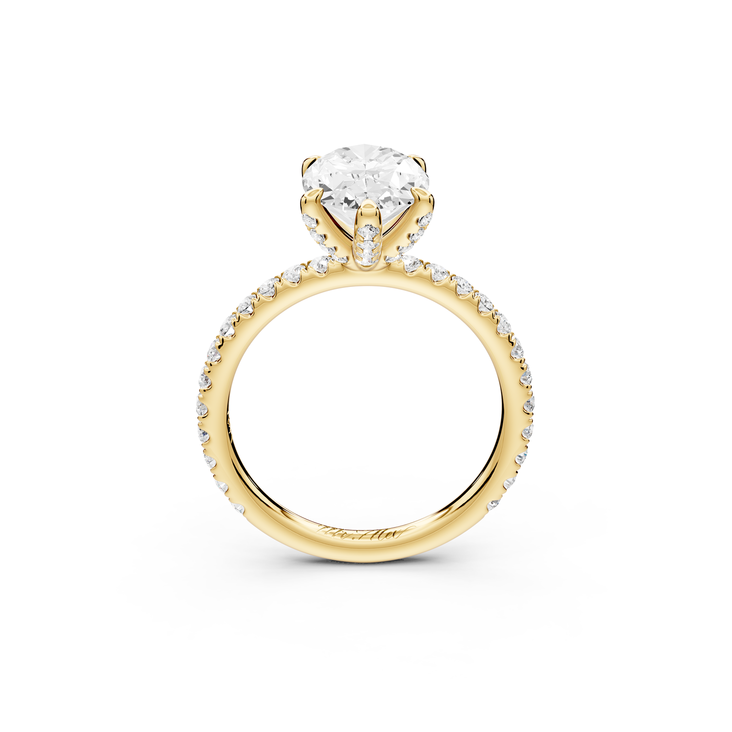 Elise - 2ct 14k yellow gold oval diamond 6-Talon Prong Diamond Crown with Pavé Engagement Ring