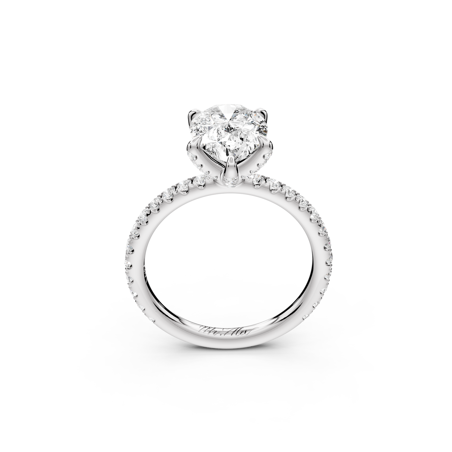 Elise - 2ct 14k white gold pear diamond 6-Talon Prong Diamond Crown with Pavé Engagement Ring
