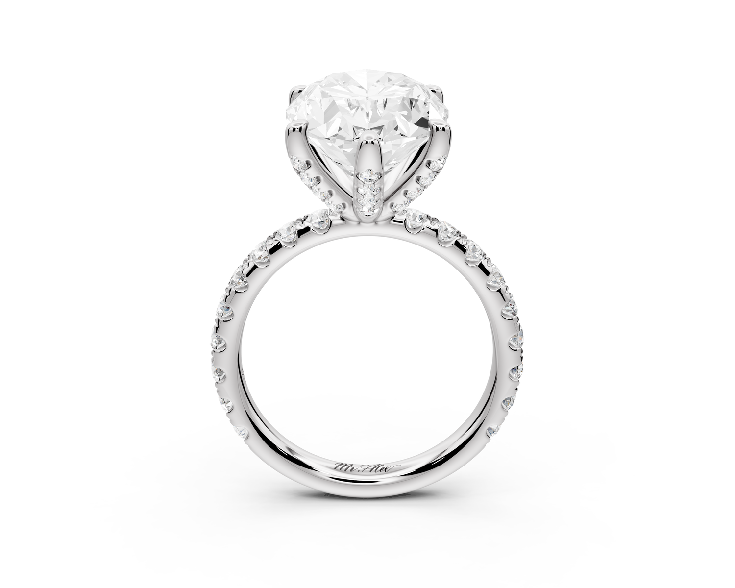 Elise - 5ct 14k white gold oval diamond 6-Talon Prong Diamond Crown with Pavé Engagement Ring