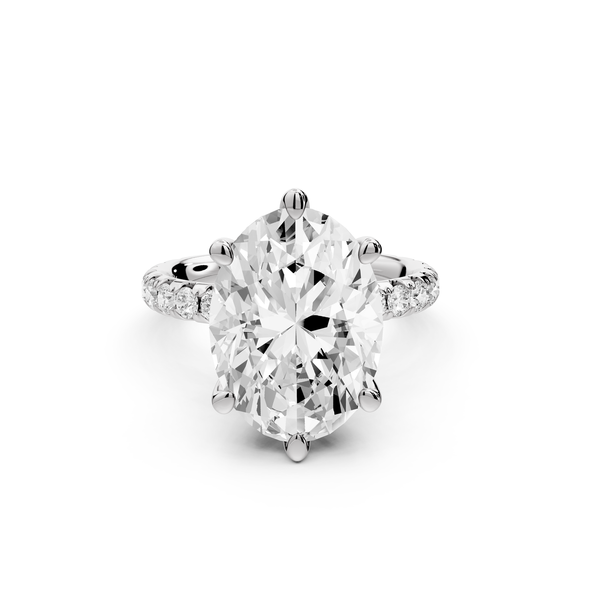 Elise - 5ct 14k white gold oval diamond 6-Talon Prong Diamond Crown with Pavé Engagement Ring