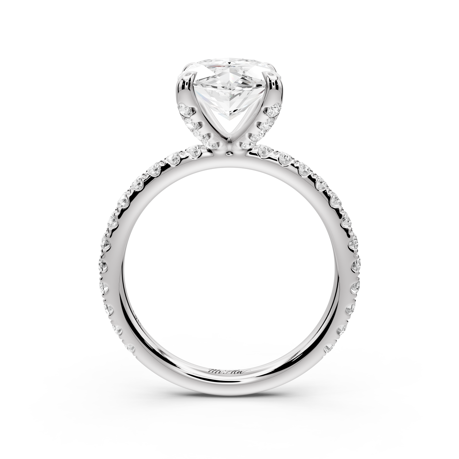 Elissa - 3ct platinum Marquise Classic Solitaire Engagement Ring with Shared-Prong Pavé Band