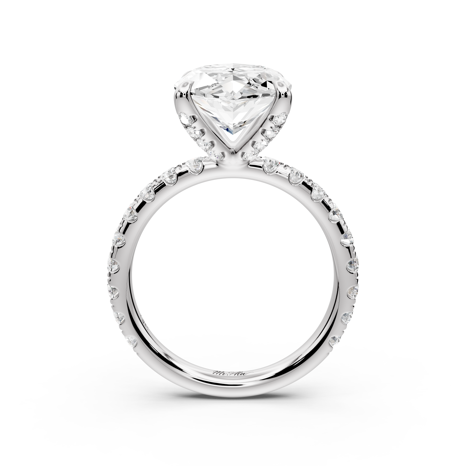 Elissa - 5ct platinum Marquise Classic Solitaire Engagement Ring with Shared-Prong Pavé Band