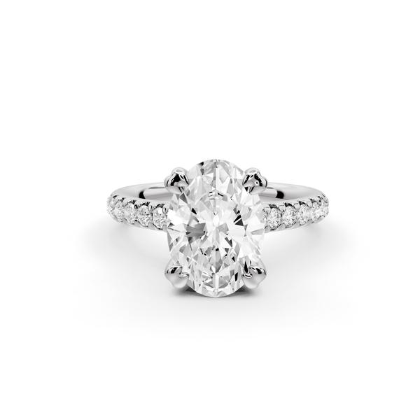 Isabella - 2ct 14k white gold oval hidden halo diamond bridge cathedral Pavé Engagement ring