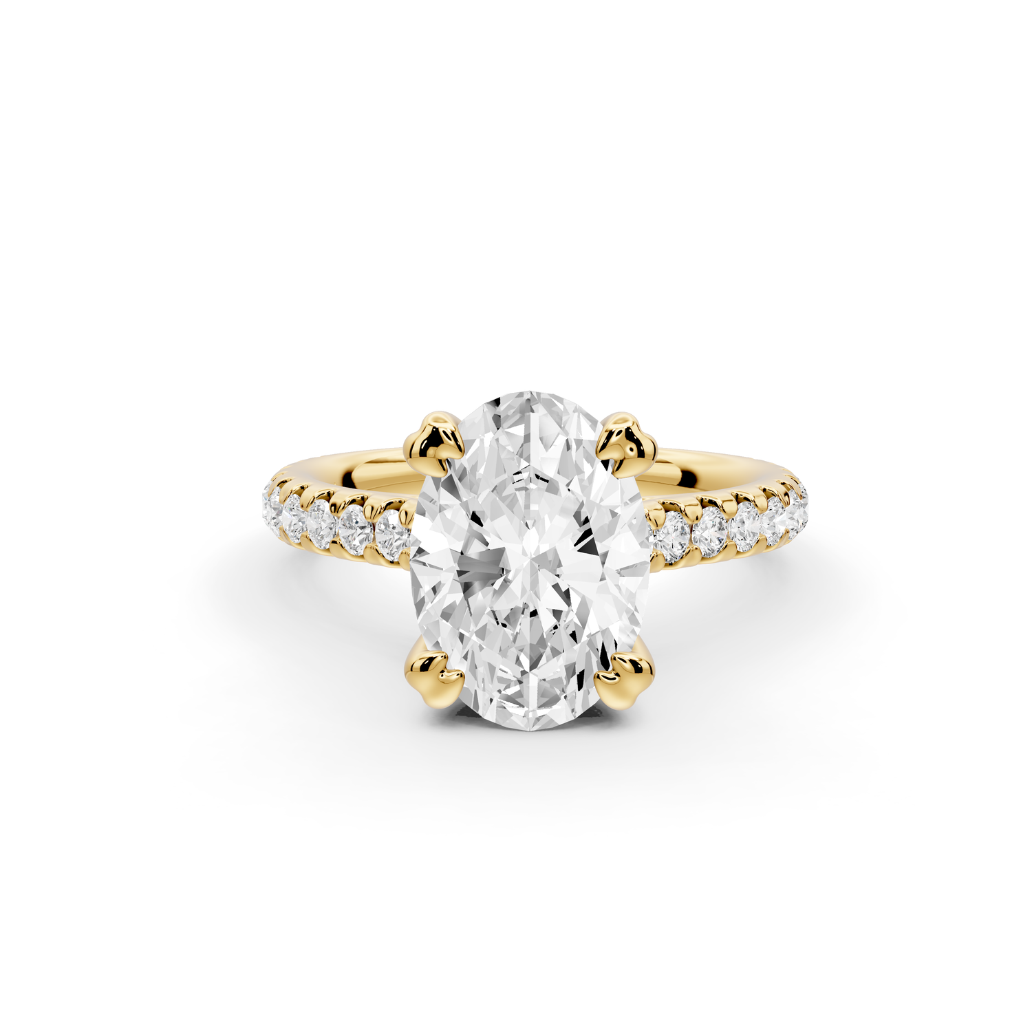 Isabella - 2ct 14k yellow gold oval hidden halo diamond bridge cathedral Pavé Engagement ring