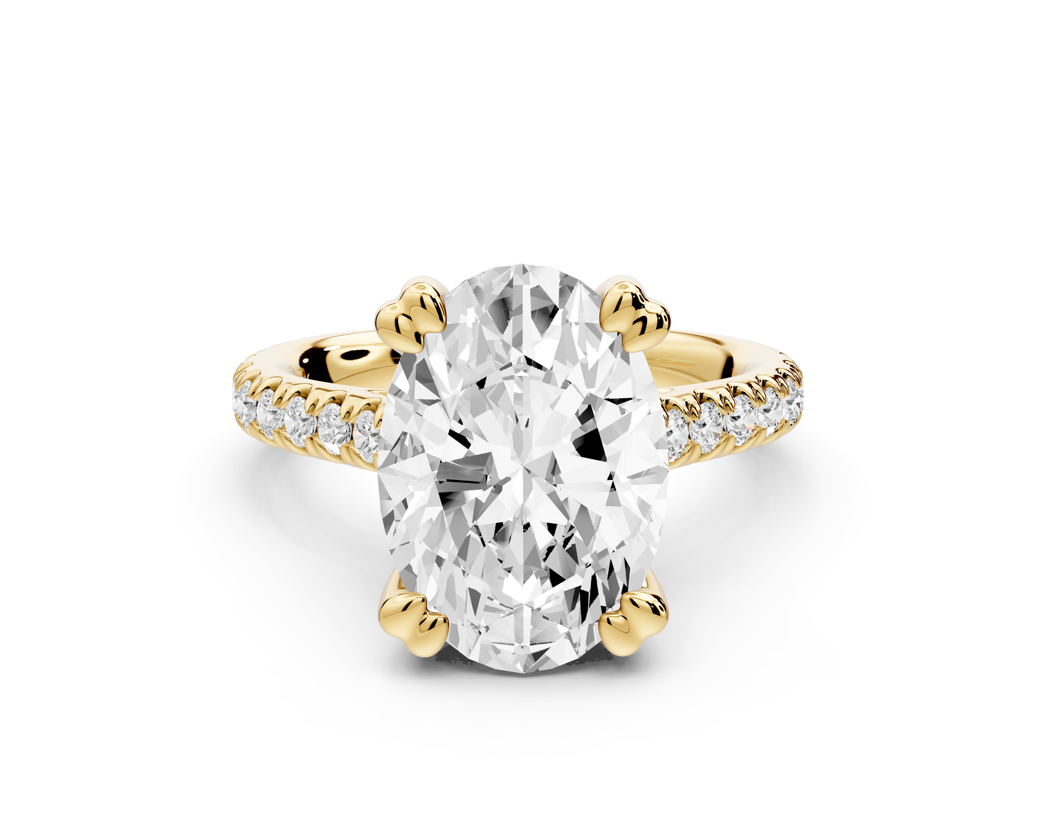 Isabella - 4ct 14k yellow gold oval hidden halo diamond bridge cathedral Pavé Engagement ring