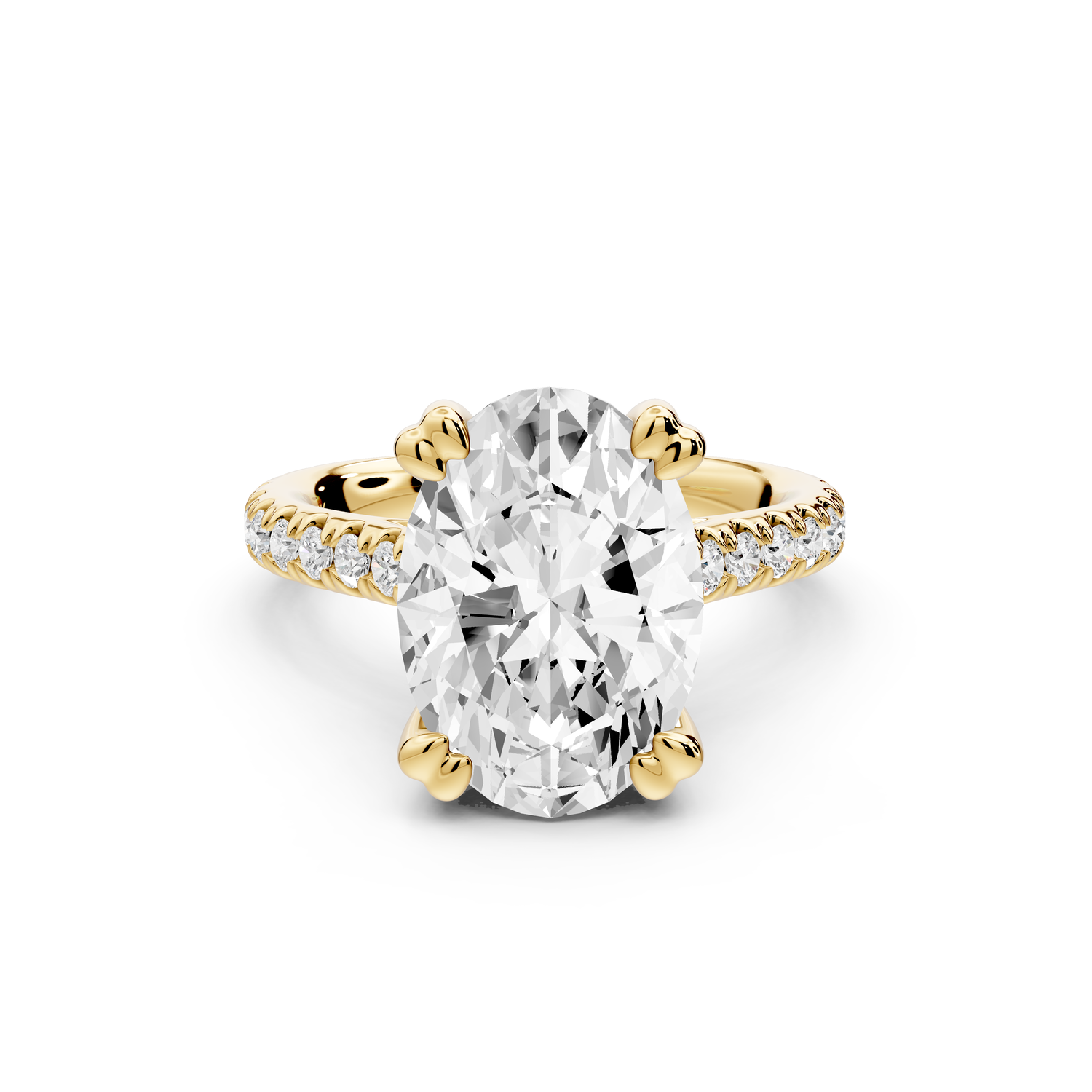 Isabella - 4ct 14k yellow gold oval hidden halo diamond bridge cathedral Pavé Engagement ring