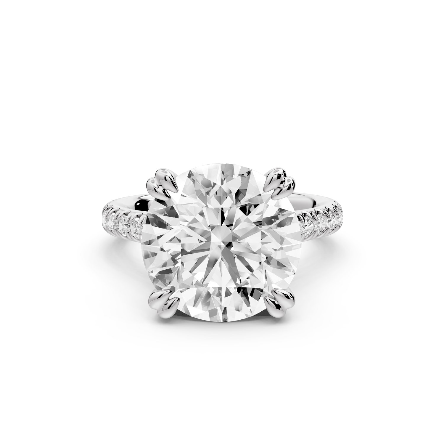 Isabella - 5ct 14k white gold round hidden halo diamond bridge cathedral Pavé engagment ring
