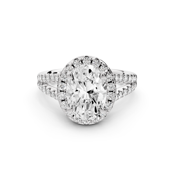 Gabrielle - 2ct 14k white gold oval Diamond Graduated Halo Pavé Split Shank Engagement Ring