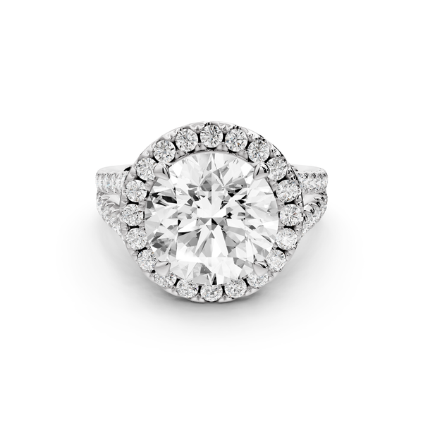 Gabrielle - 4ct 14k white gold round Diamond Graduated Halo Pavé Split Shank Engagement Ring