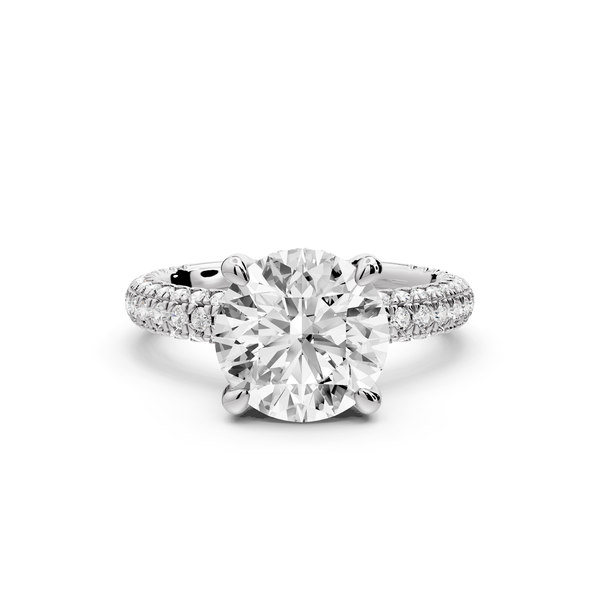 Emilia - 3ct 14k white gold round Hidden Halo Diamond Crown Rollover Pavé Engagement Ring