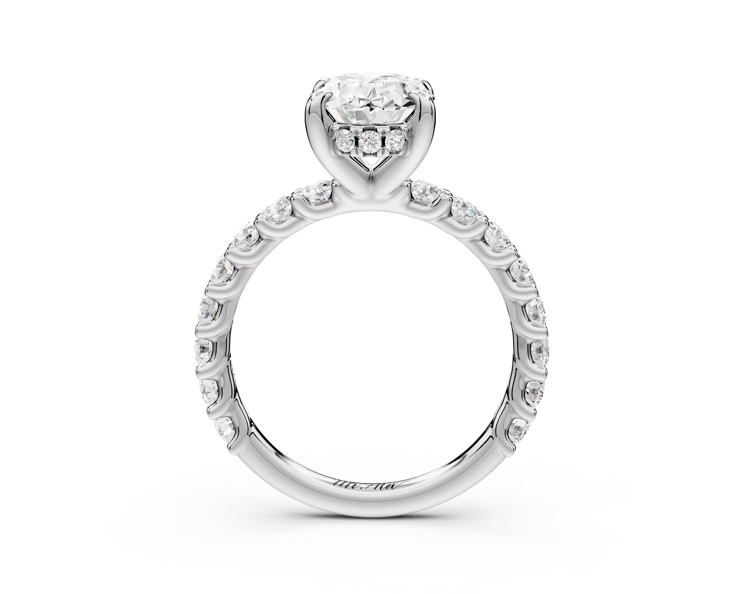 Siena - 2ct 14k white gold oval Hidden Halo with Shared Prong Pavé Engagement Ring