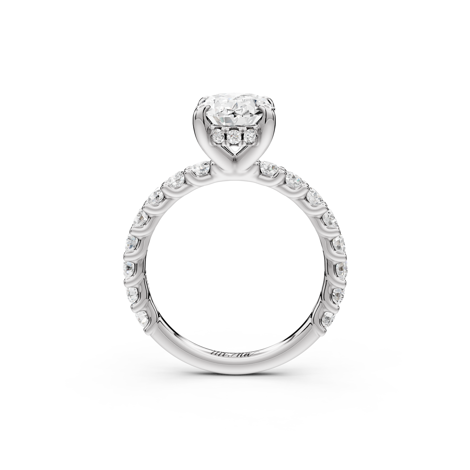 Siena - 2ct 14k white gold oval Hidden Halo with Shared Prong Pavé Engagement Ring