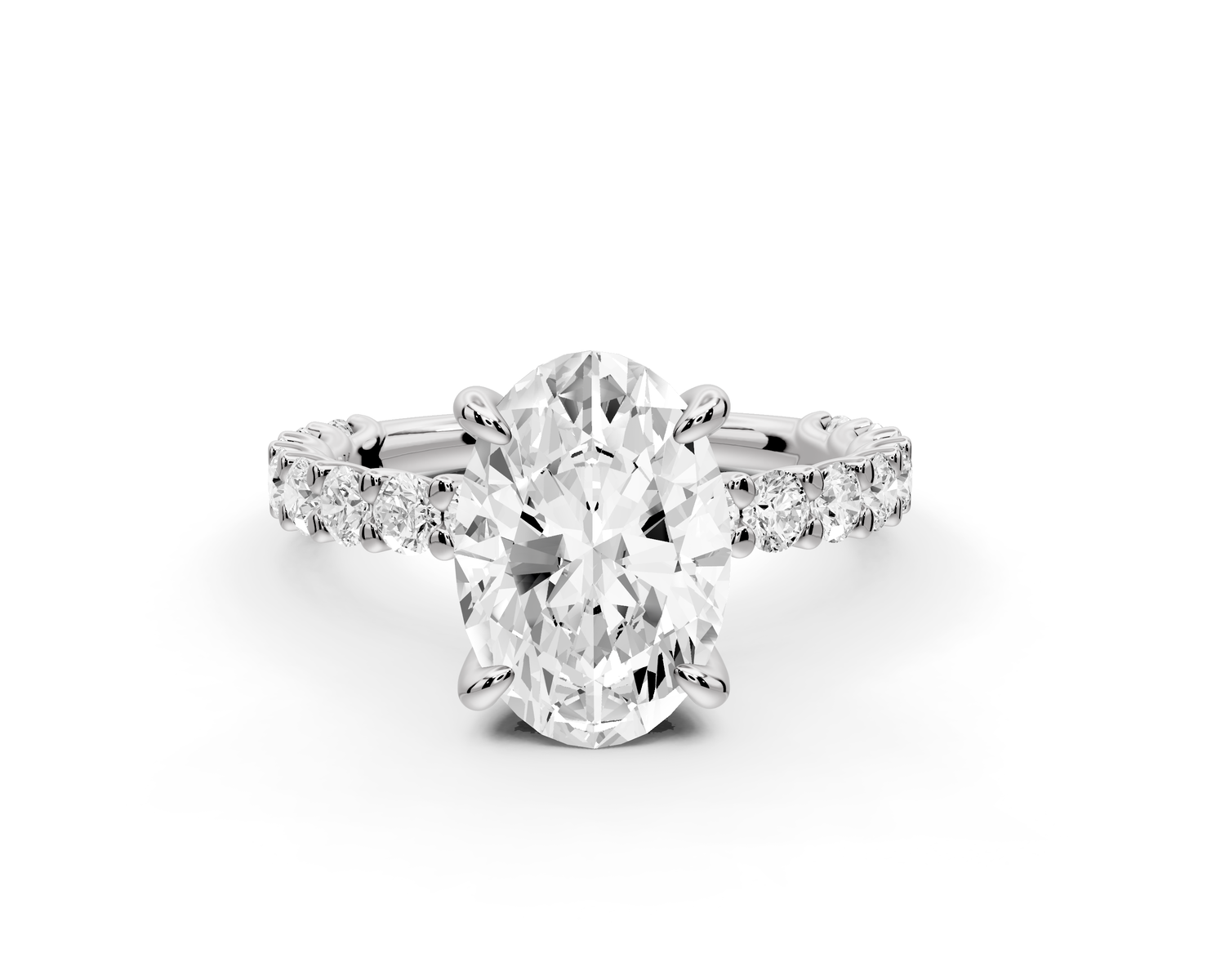 Siena - 2ct 14k white gold oval Hidden Halo with Shared Prong Pavé Engagement Ring
