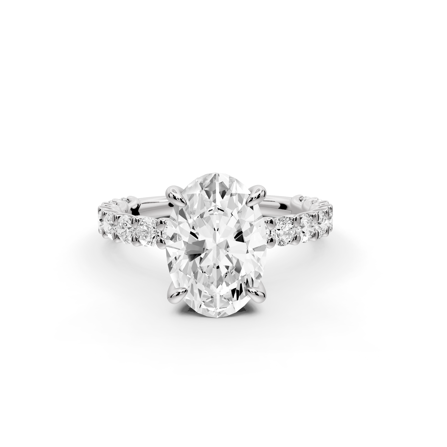 Siena - 2ct 14k white gold oval Hidden Halo with Shared Prong Pavé Engagement Ring
