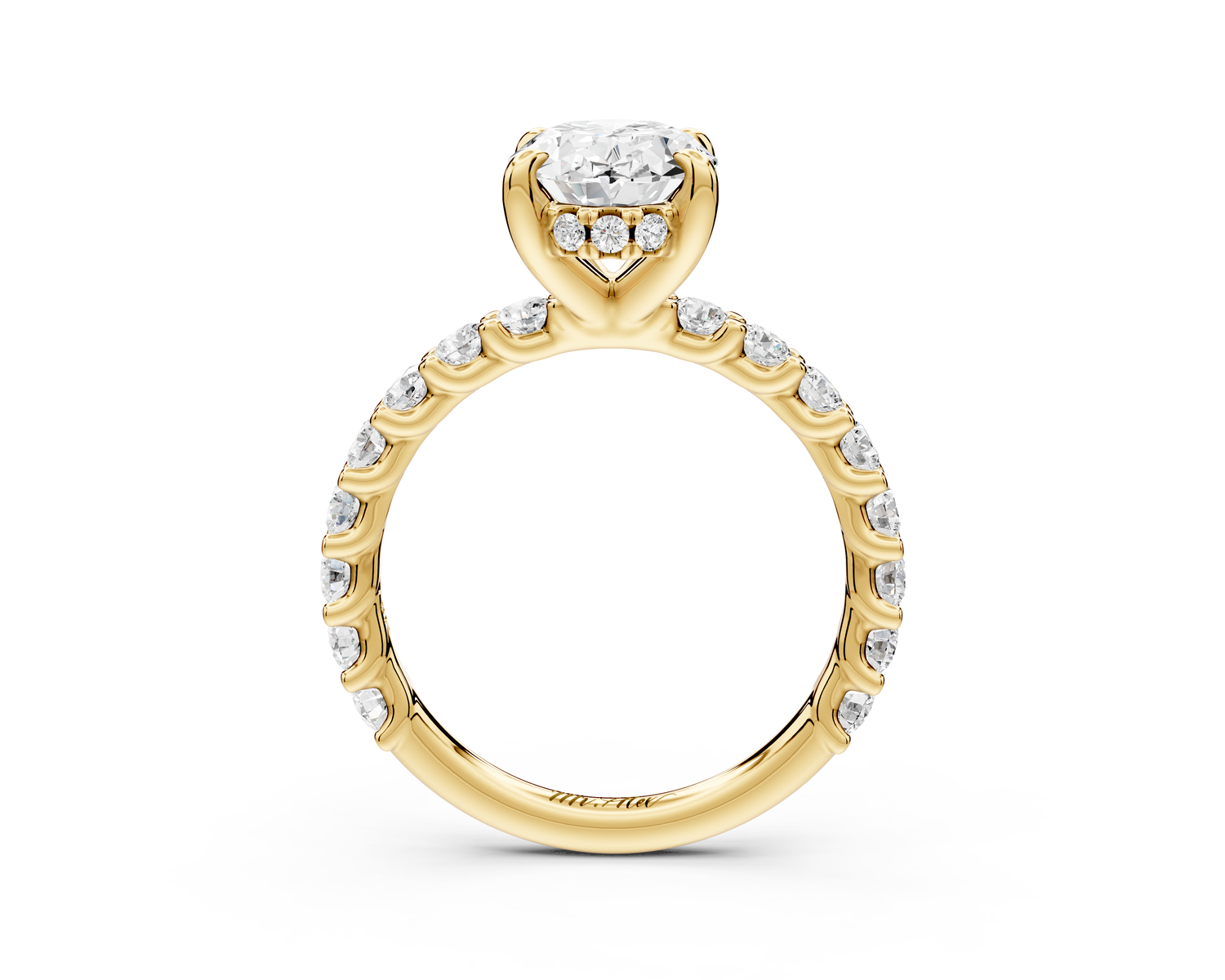 Siena - 2ct 14k yellow gold oval Hidden Halo with Shared Prong Pavé Engagement Ring