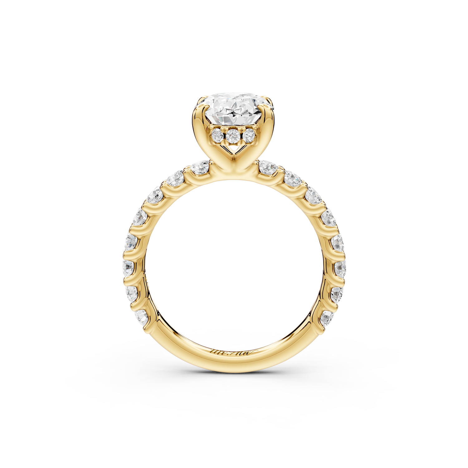 Siena - 2ct 14k yellow gold oval Hidden Halo with Shared Prong Pavé Engagement Ring