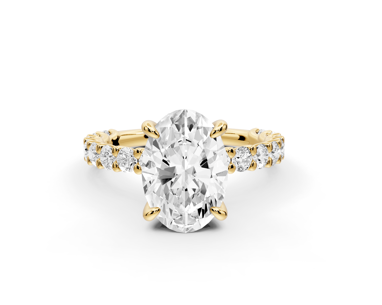Siena - 2ct 14k yellow gold oval Hidden Halo with Shared Prong Pavé Engagement Ring