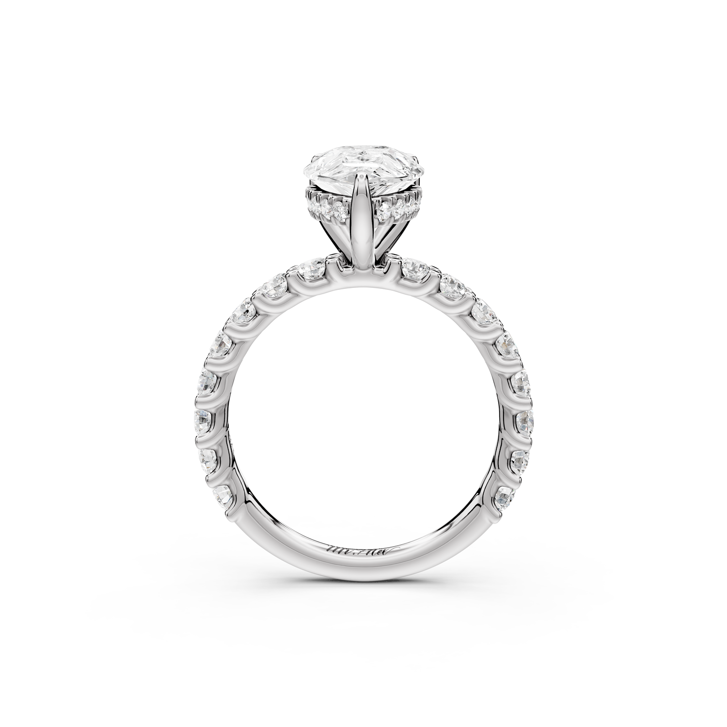 Siena - 2ct 14k white gold pear Hidden Halo with Shared Prong Pavé Engagement Ring