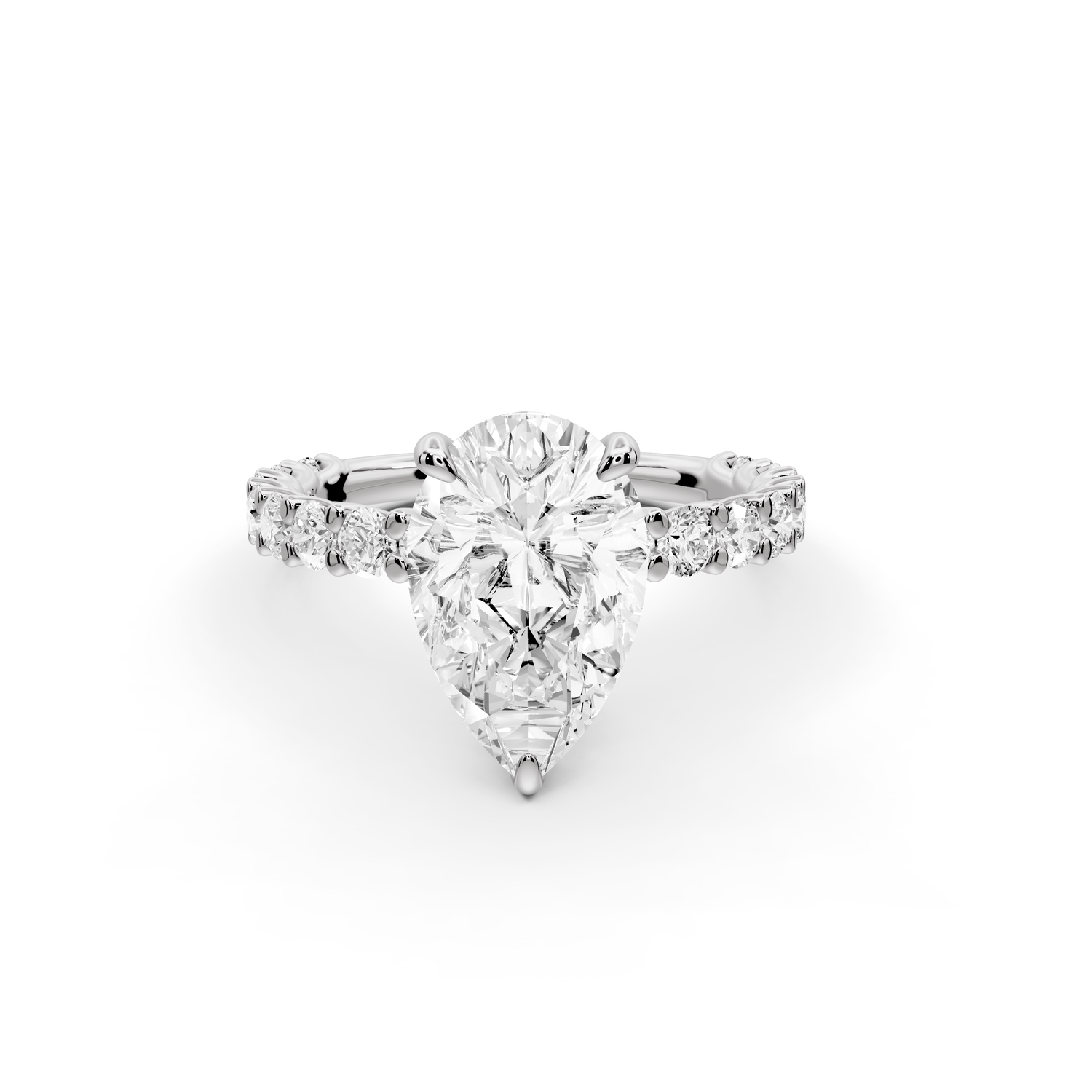 Siena - 2ct 14k white gold pear Hidden Halo with Shared Prong Pavé Engagement Ring